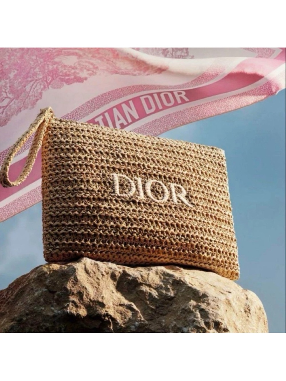 Dior Beauty Raffia Woven Pouch Wristlet — Summer 2025 Release NEW IN BOX✨